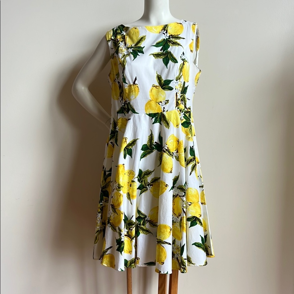Grace Karin dress lemons White and Yellow Sleeveless Sundress